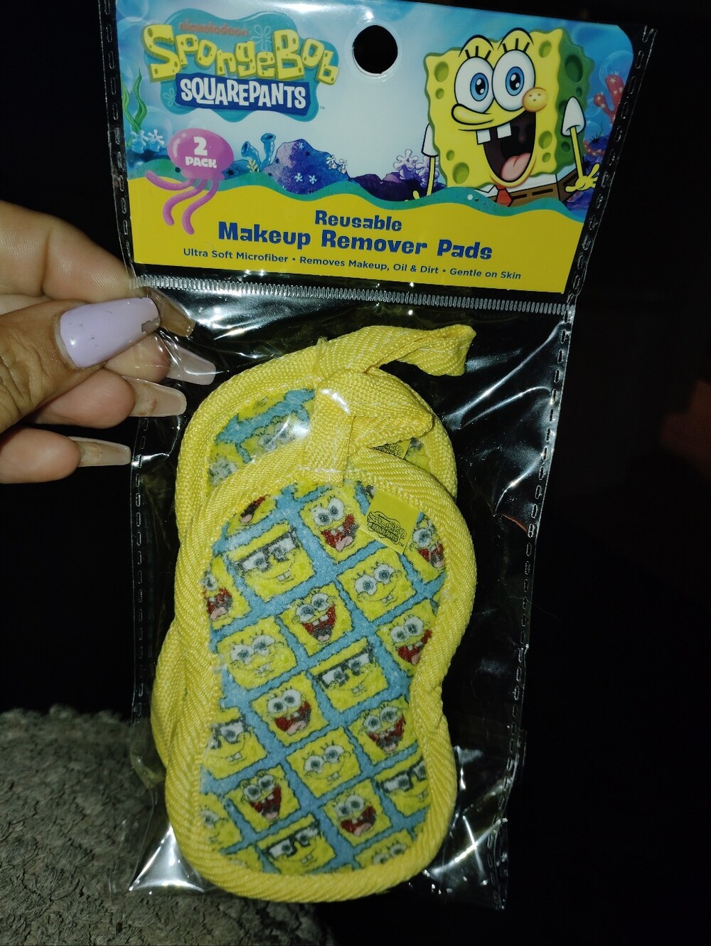 SpongeBob SquarePants Yellow & Blue Reusable Makeup Remover Pads - 2 Pack